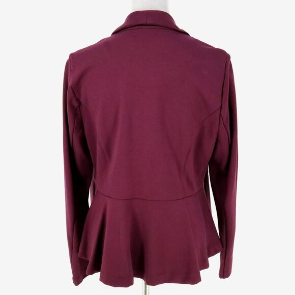 Studio By Torrid Jacket 0 Womens Large Plum Stretch Knit Shawl Collar Peplum - Picture 2 of 15